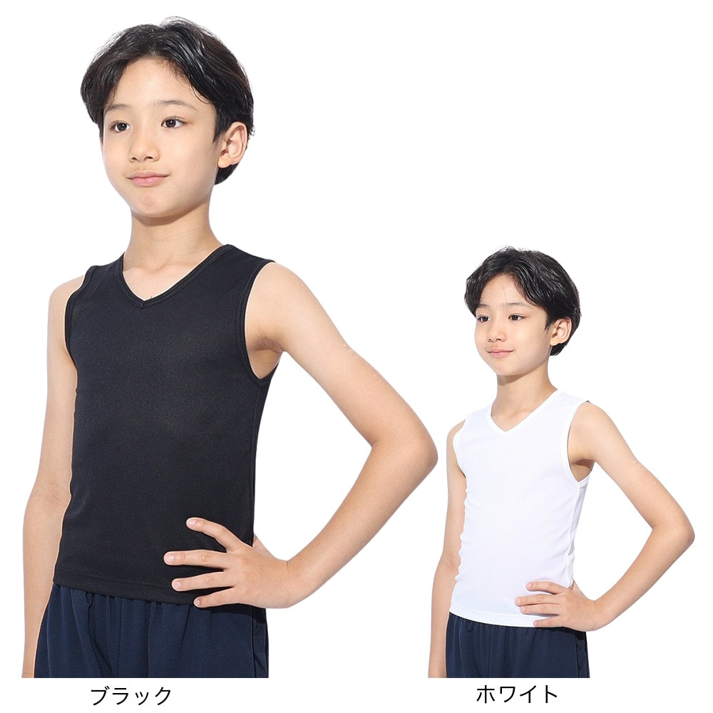 クー（Coo.）（キッズ）ジュニア ドライプラス Vネック ノースリーブ 893CO4GC0005 BLK 吸汗 速乾