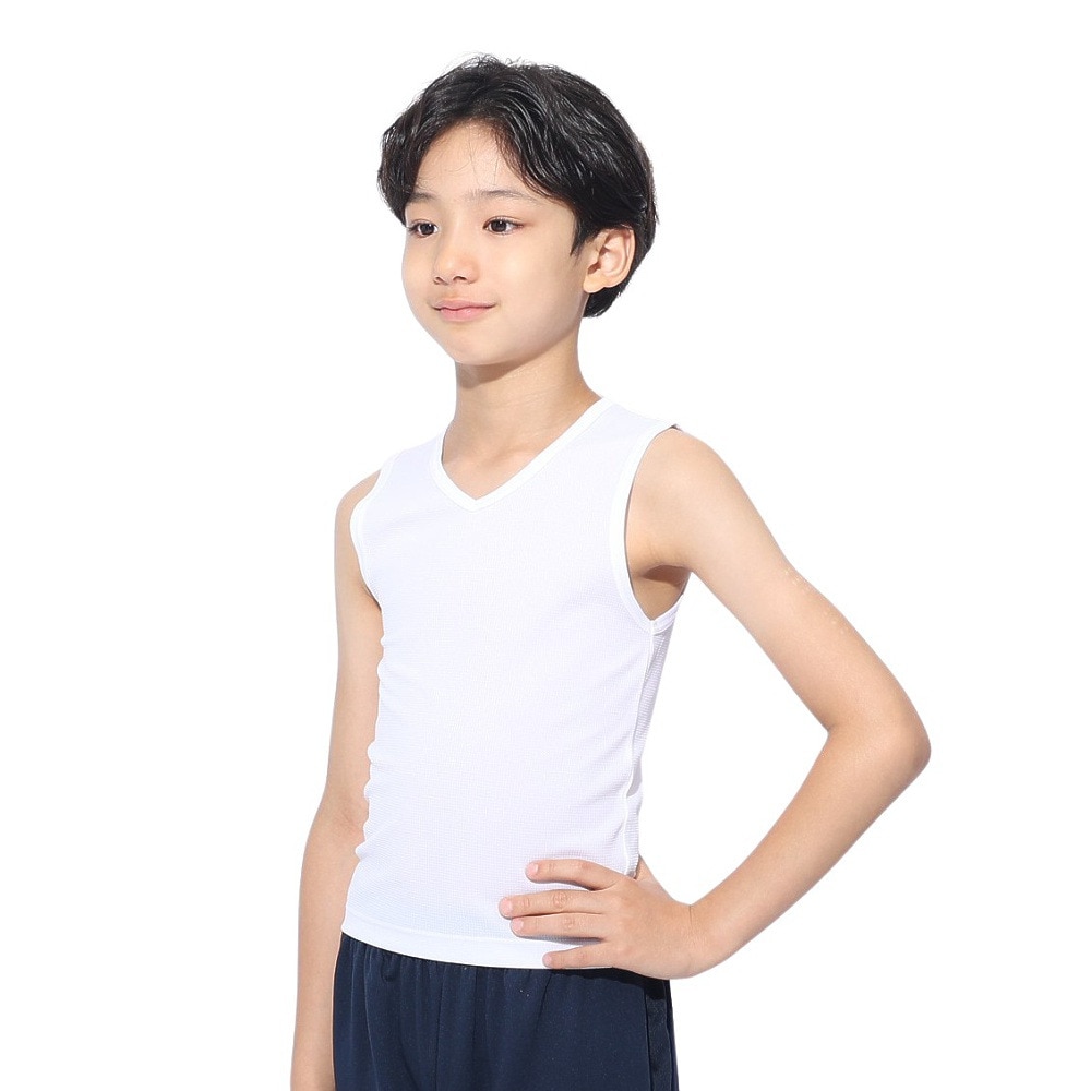 クー（Coo.）（キッズ）ジュニア ドライプラス Vネック ノースリーブ 893CO4GC0005 WHT 吸汗 速乾