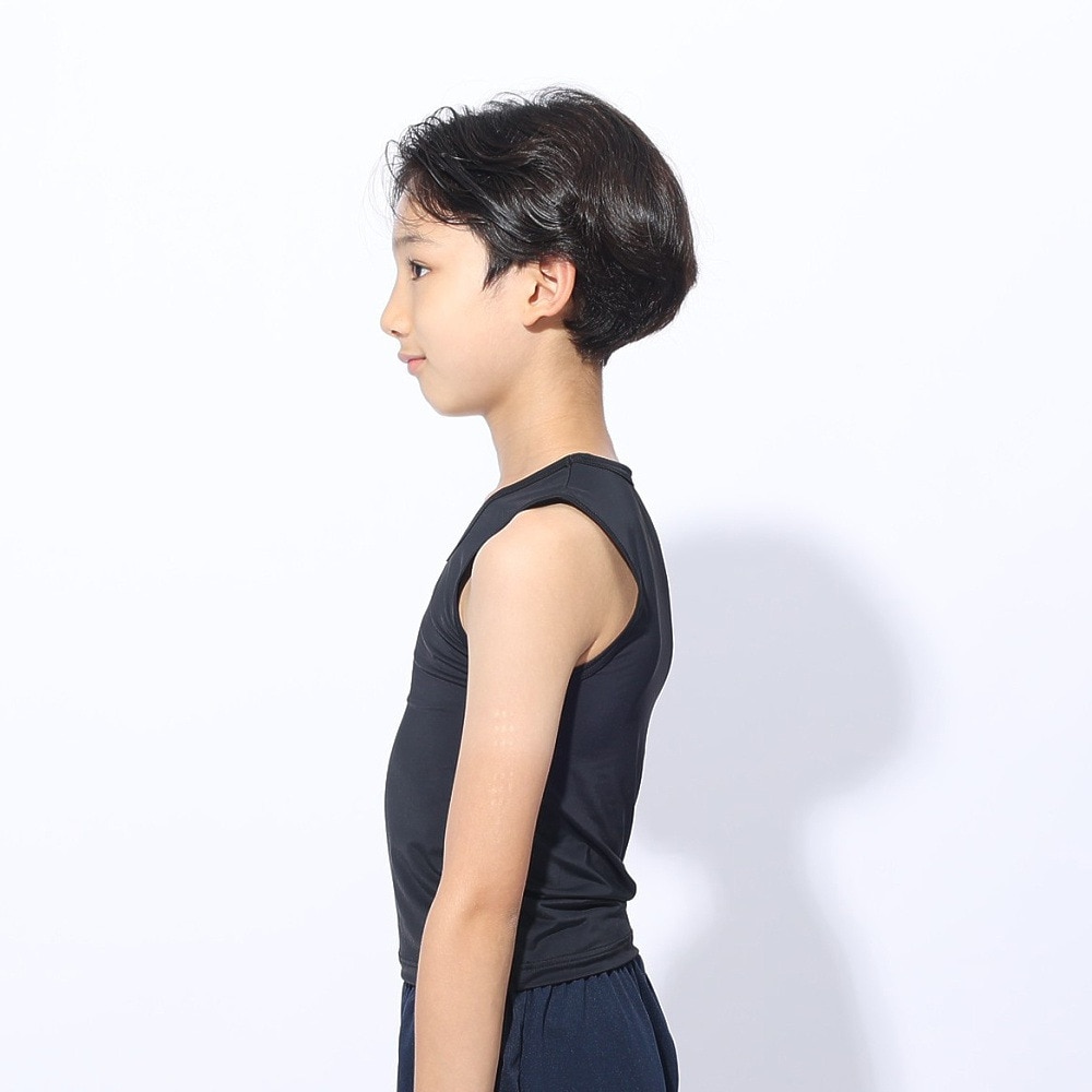 クー（Coo.）（キッズ）ジュニア ドライプラスクール Vネック ノースリーブ 893CO4GC0011 BLK 冷感