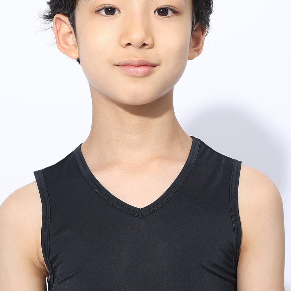 クー（Coo.）（キッズ）ジュニア ドライプラスクール Vネック ノースリーブ 893CO4GC0011 BLK 冷感