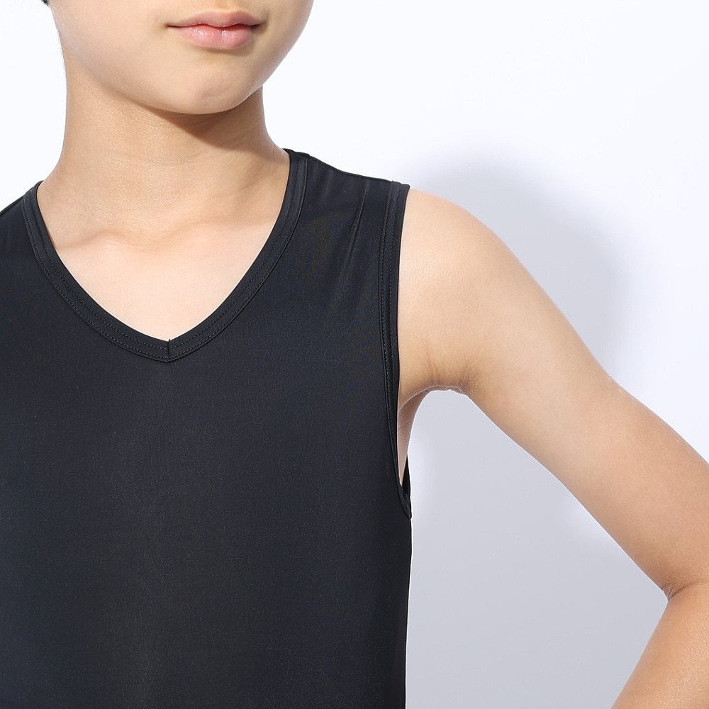 クー（Coo.）（キッズ）ジュニア ドライプラスクール Vネック ノースリーブ 893CO4GC0011 BLK 冷感