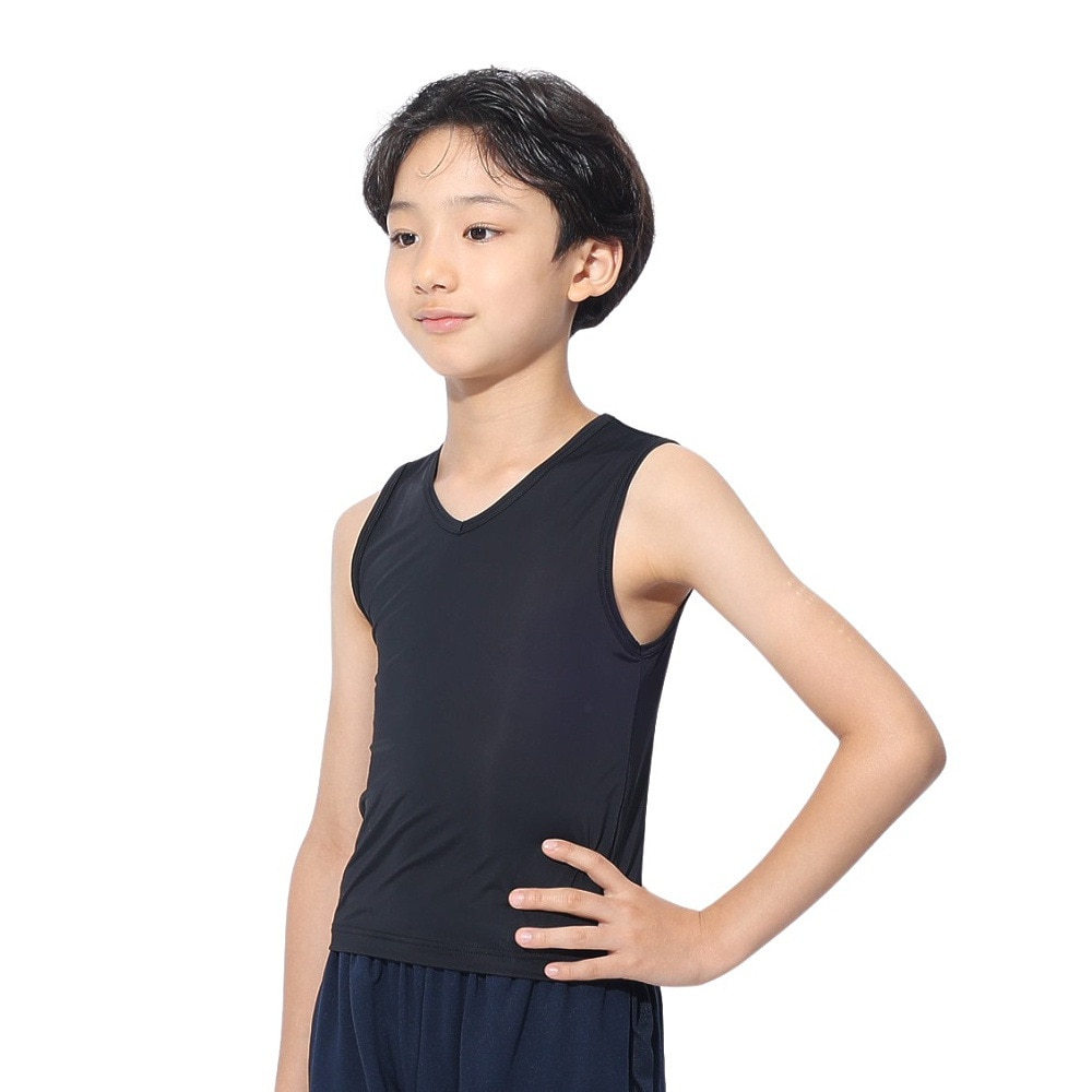 クー（Coo.）（キッズ）ジュニア ドライプラスクール Vネック ノースリーブ 893CO4GC0011 BLK 冷感