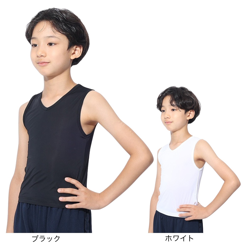 クー（Coo.）（キッズ）ジュニア ドライプラスクール Vネック ノースリーブ 893CO4GC0011 BLK 冷感