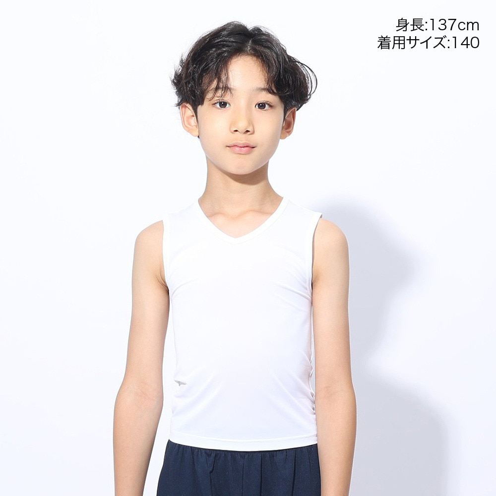 クー（Coo.）（キッズ）ジュニア ドライプラスクール Vネック ノースリーブ 893CO4GC0011 WHT 冷感