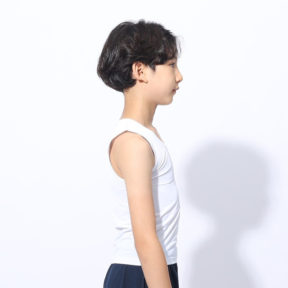 クー（Coo.）（キッズ）ジュニア ドライプラスクール Vネック ノースリーブ 893CO4GC0011 WHT 冷感