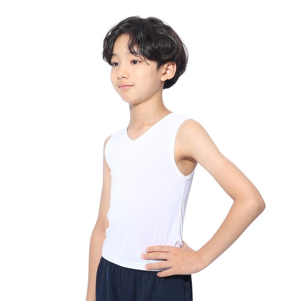 クー（Coo.）（キッズ）ジュニア ドライプラスクール Vネック ノースリーブ 893CO4GC0011 WHT 冷感