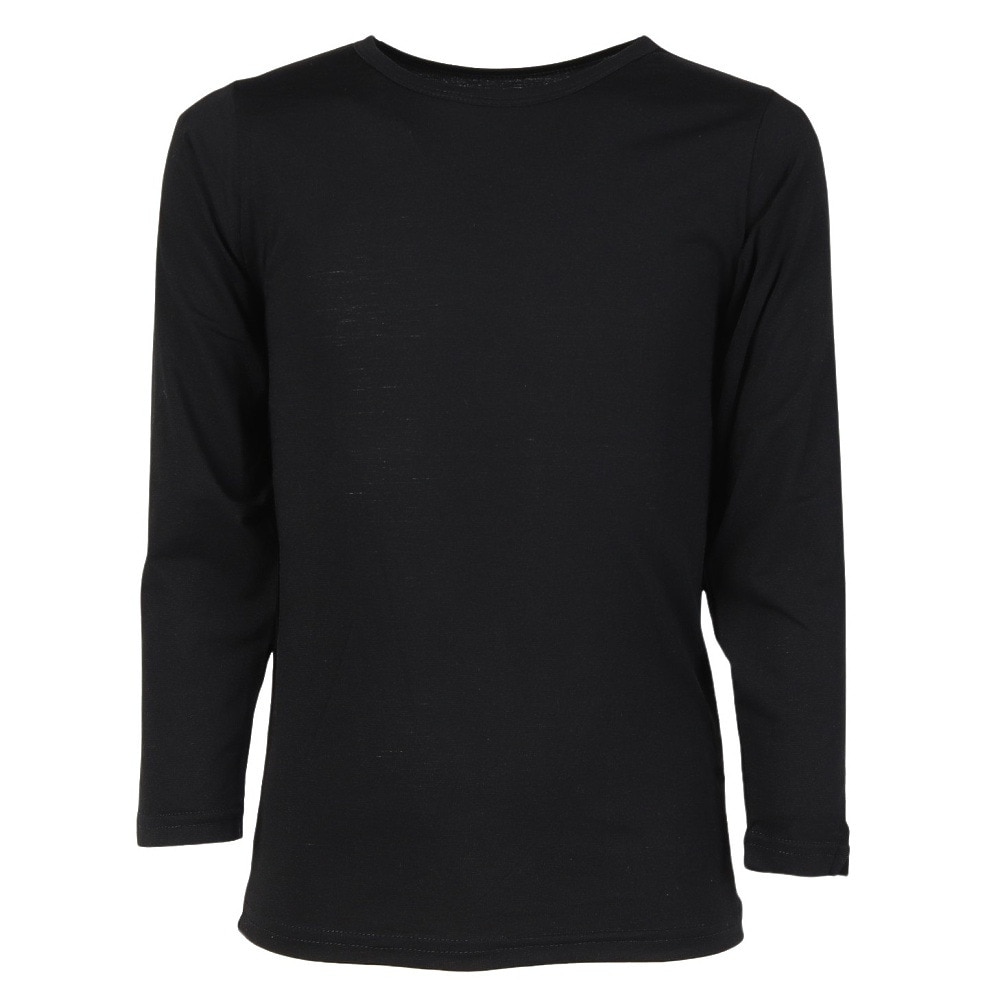 クー（Coo.）（キッズ）ジュニア ヒートクロス 薄手 長袖 クルーネック アンダーシャツ 893CO4GC0131 BLK ブラック 発熱素材