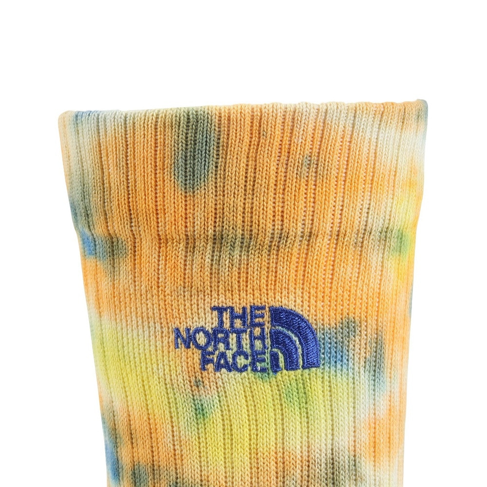 ザ・ノース・フェイス（THE NORTH FACE）（メンズ）クルーソックス タイダイ オレンジ S-Lサイズ NN82316 PB パイル編み 抗菌オーガニックコットン 