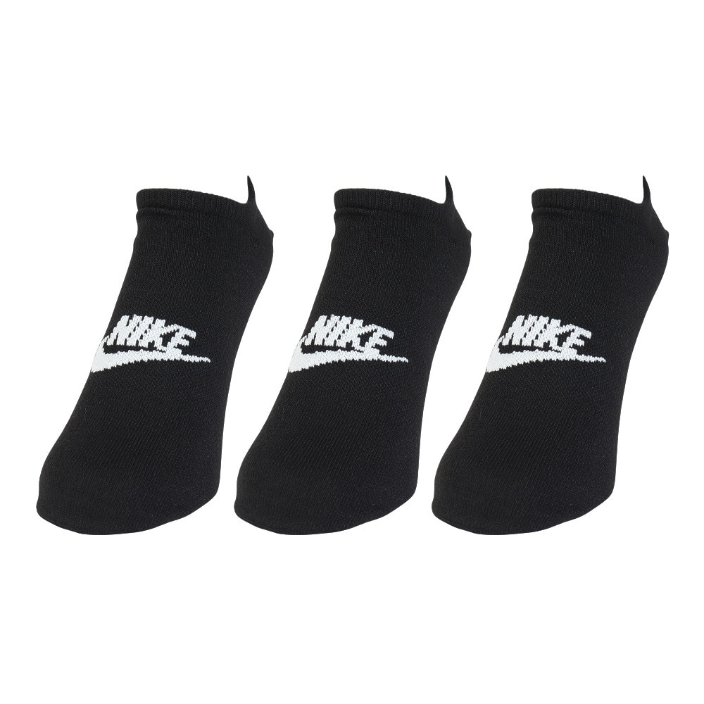 ナイキ（NIKE）（メンズ）靴下 スポーツウェア エブリデイ エッセンシャル ノーショウ ソックス 3足組 黒 23-29cm DX5075-010 3足セット アンクル くるぶし