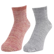 (メンズ)3層 アンクル丈 ソックス 2足組 894Q4GSA0086 RED 吸湿 発熱