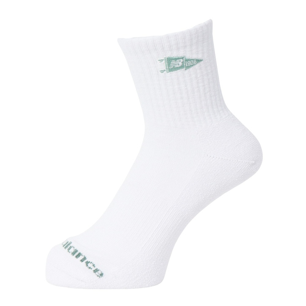 ニューバランス（new balance）（メンズ）靴下 バーシティペナント アンクルソックス 白 M-LLサイズ 2足組 LAS51342AS1 スト系 私服 新調 衣替え 運動