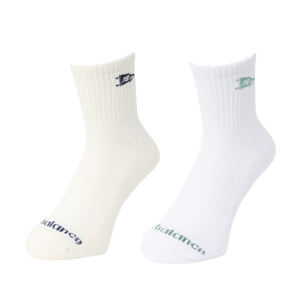 ニューバランス（new balance）（メンズ）靴下 バーシティペナント アンクルソックス 白 M-LLサイズ 2足組 LAS51342AS1 スト系 私服 新調 衣替え 運動