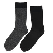 ノーブランド(NO BRAND)(メンズ)ヒートクロス 二重編み2足組ソックス 894NN2OK0399 GRY
