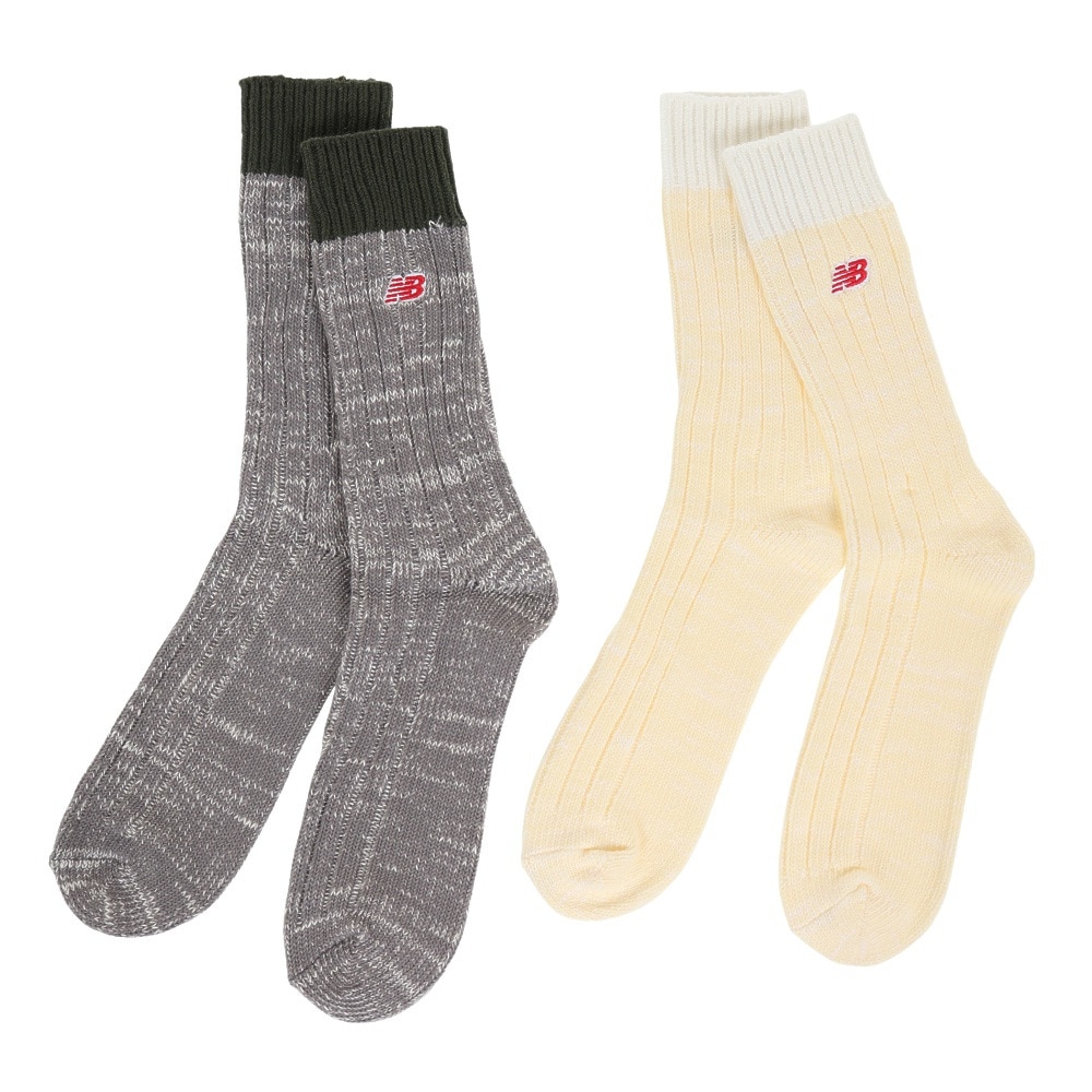 ニューバランス（new balance）（メンズ、レディース）ローゲージ ミッドカフ 2Pソックス 2足組 LAS33262AS2