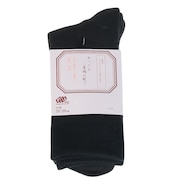 (メンズ)あったか二重編み クルー ソックス 2足組 894Q3OK0254 BLK