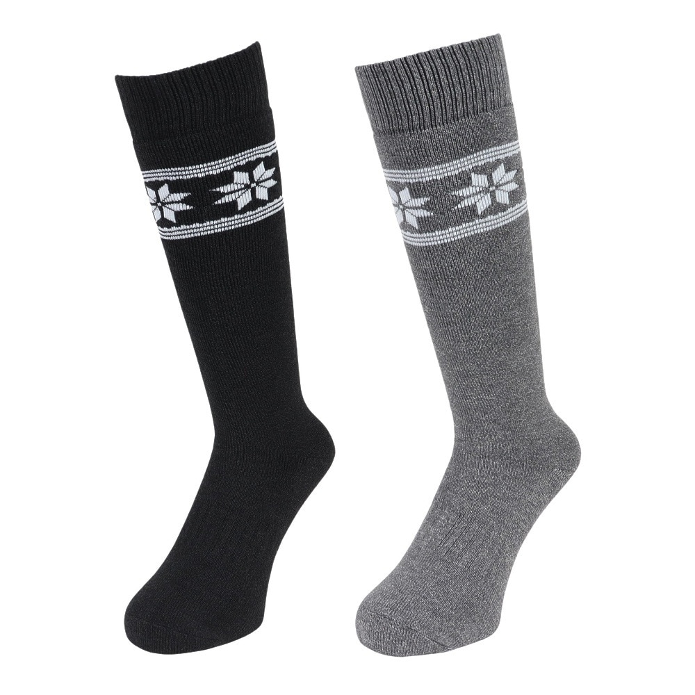 エアボーン（ARBN）（メンズ）ヒートクロス クルーソックス 雪 GRY/CGY 2足組 AB43AC1606 GRY25 防寒