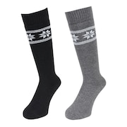 (メンズ)ヒートクロス クルーソックス 雪 GRY/CGY 2足組 AB43AC1606 GRY25 防寒