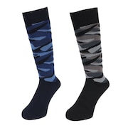 (メンズ)ヒートクロス クルーソックス 迷彩 NVY/BLK 2足組 AB43AC1608 NVY25 防寒