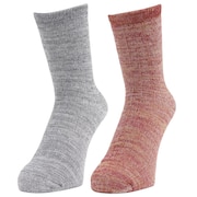 (メンズ)3層 クルー丈 ソックス 2足組 894Q4GSA0090 RED 吸湿 発熱