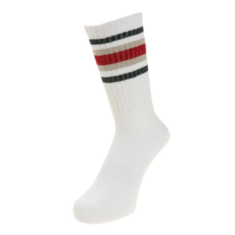 ノーブランド（NO BRAND）（メンズ）3足組 ラインソックス 894NN2OK4664RED