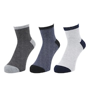 (メンズ)HEAT-X 3足組 アンクル丈 ソックス GRYNVYBLK 894Q4GSA0066 GRY 25-28cm 抗菌防臭