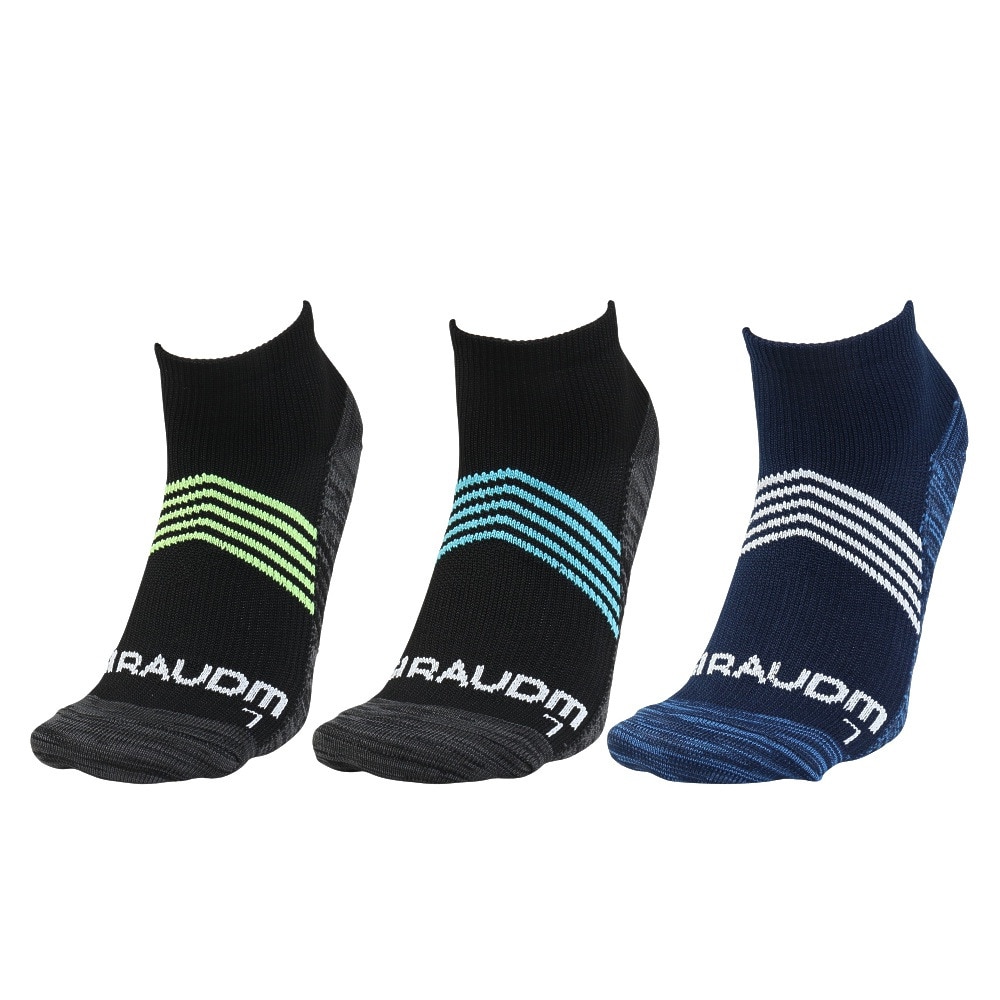ジローム（GIRAUDM）（メンズ）靴下 シャインブロック アンクルソックス 3足組 25-28センチ BLUYELBLK SK5S0010-WA894-GRGSA BLU 伸縮 シンプル 遮熱素材
