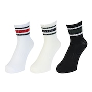 (メンズ)靴下 アンクルソックス 3足組  25-28センチ BLKWHTOFF 894CO5GSA0055 BLK 抗菌 防臭 おしゃれ カジュアル ラインソックス