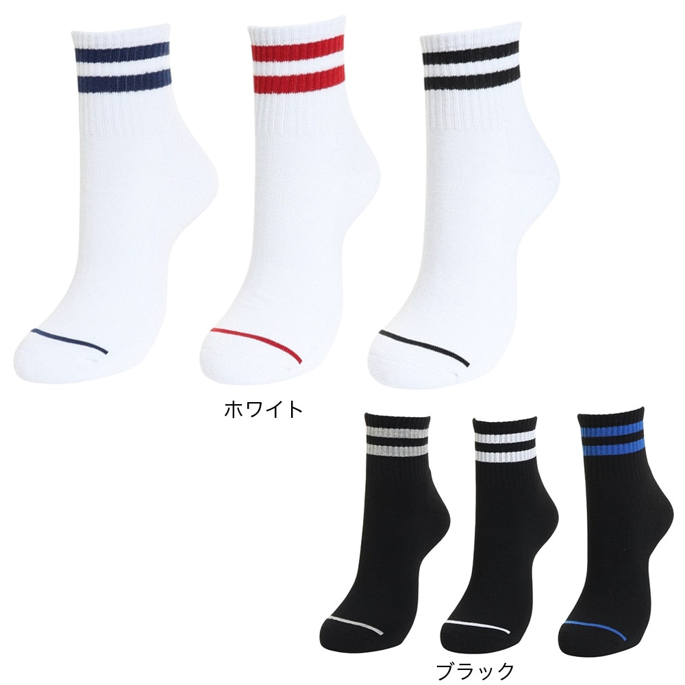 Hanes（メンズ）3足組 クォーターレングスソックスライン HMSCR202 090
