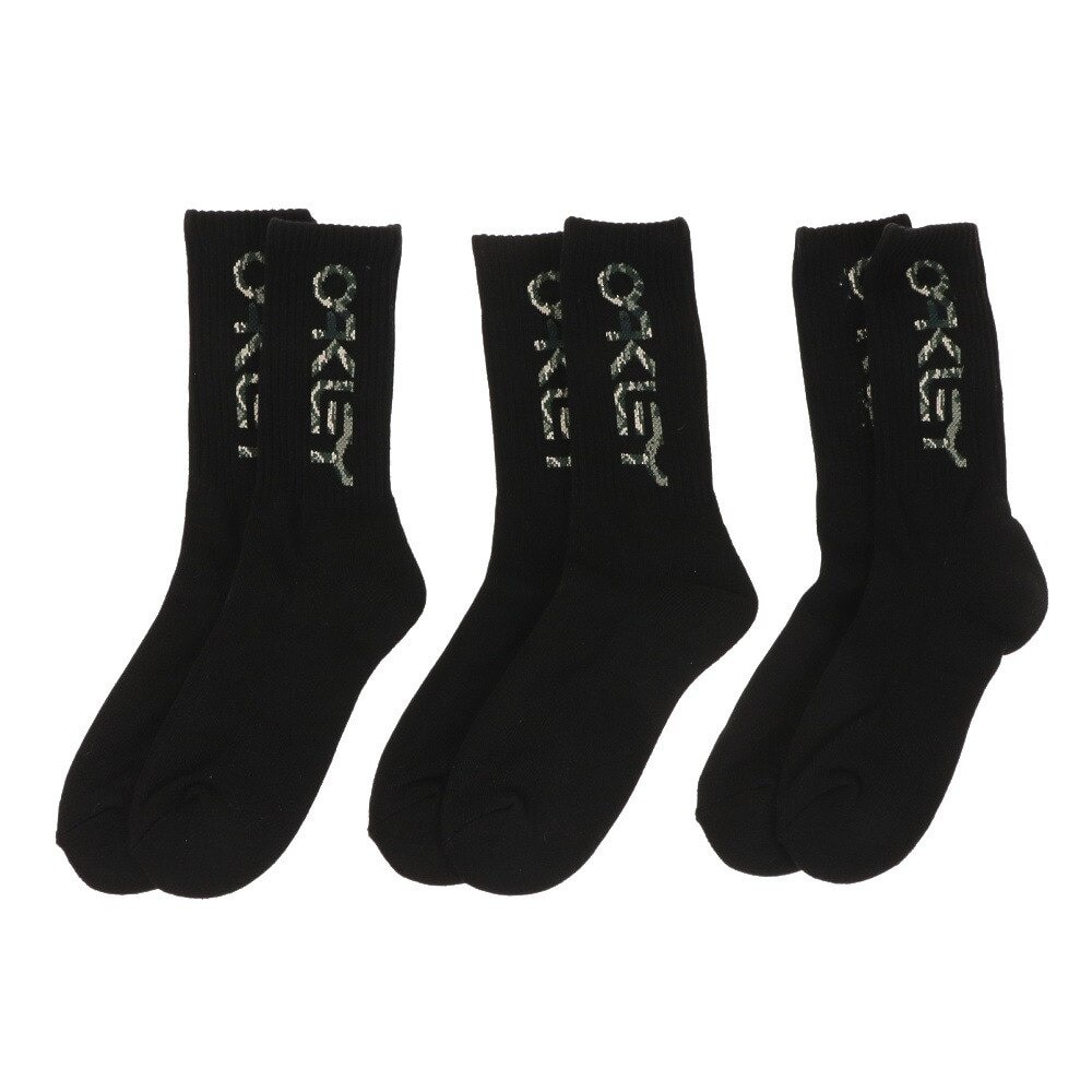 オークリー（OAKLEY）（メンズ）B1B Socks 2.0 3足組 FOS900277-02E.M 23-25cm 26-29cm 黒