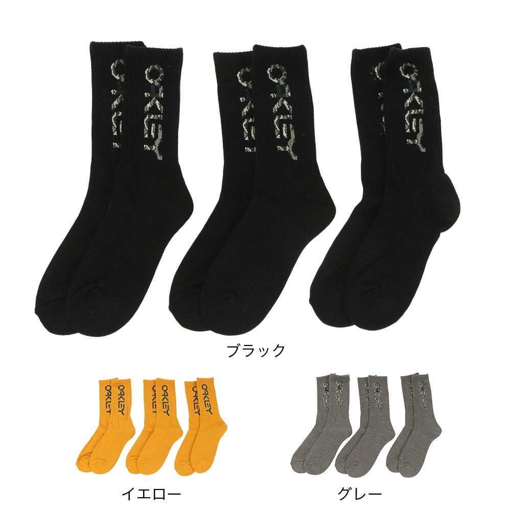 オークリー（OAKLEY）（メンズ）B1B Socks 2.0 3足組 FOS900277-02E.M 23-25cm 26-29cm 黒
