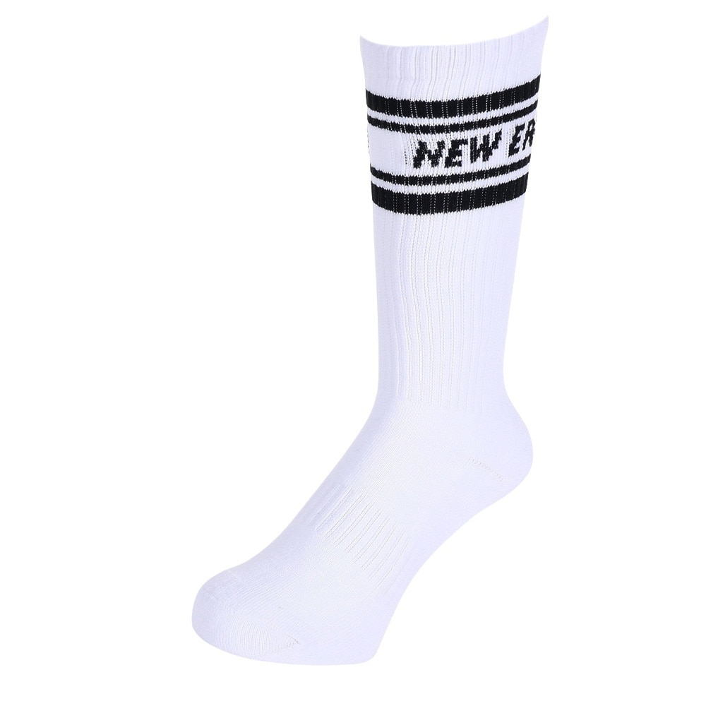 ニューエラ（NEW ERA）（メンズ、レディース、キッズ）ソックス クルー 3ペア ライン 白 21cm～29cm 13517761 靴下 3足セット 3足組 3P ホワイト