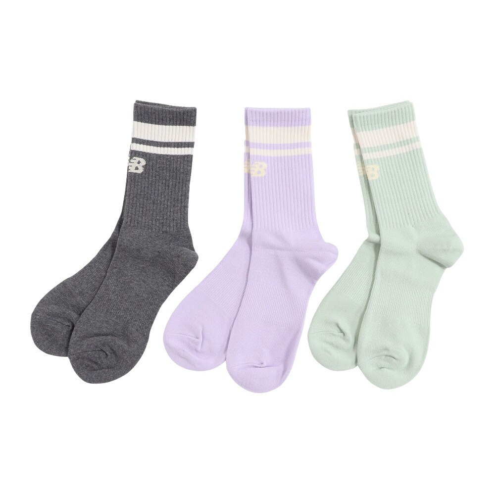 ニューバランス（new balance）（メンズ、レディース）ライン ミッドカフ 3Pソックス 3足組 LAS32163AS4