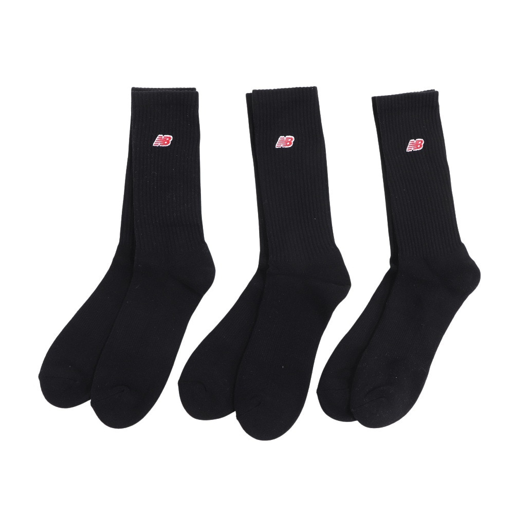 ニューバランス（new balance）（メンズ、レディース）パッチロゴ 3Pソックス 3足組 LAS33763BK