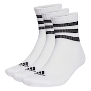 アディダス(メンズ)スリーストライプス クッション スポーツウェア ミッドカットソックス3足組 EBB66-HT3456