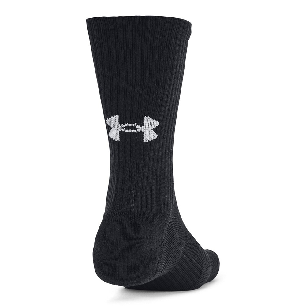 アンダーアーマー（UNDER ARMOUR）（メンズ、レディース）トレーニング コットン クルー ソックス 3足組 1386311 001 黒