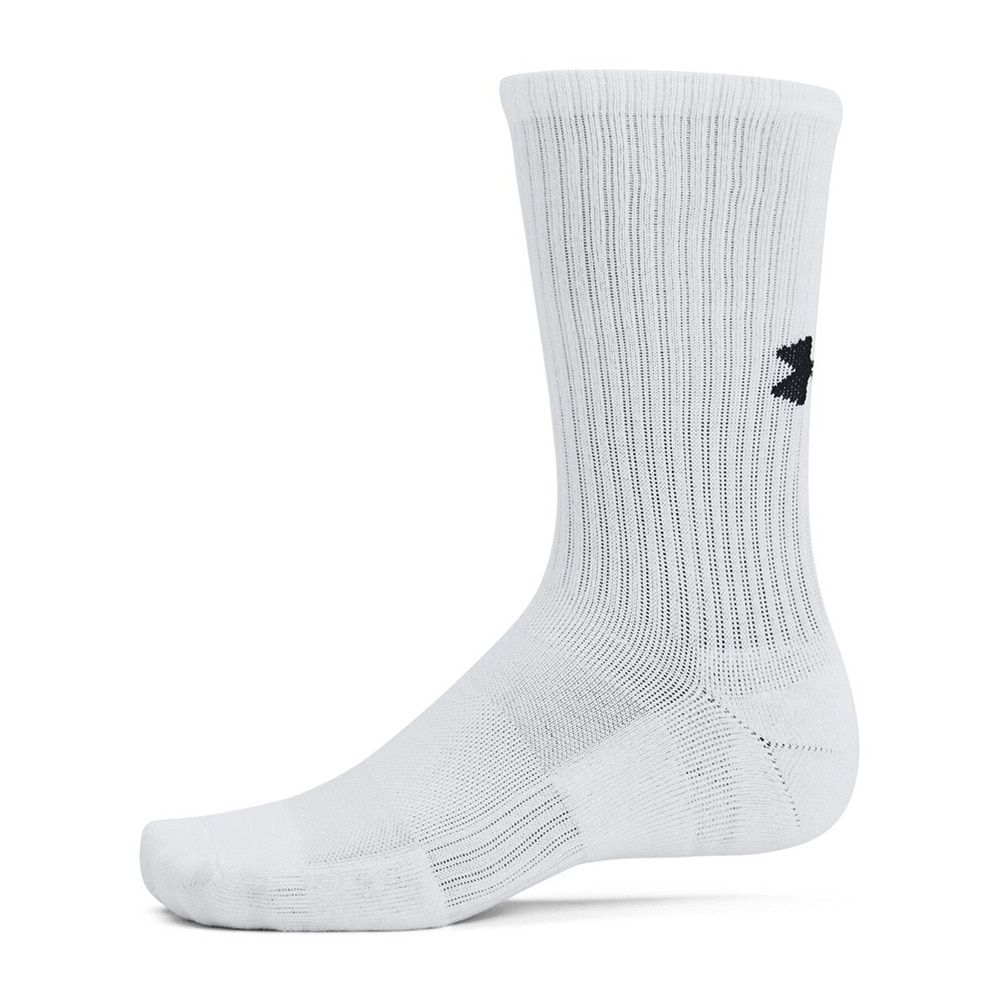 アンダーアーマー（UNDER ARMOUR）（メンズ、レディース）トレーニング コットン クルー ソックス 3足組 1386311 100 白