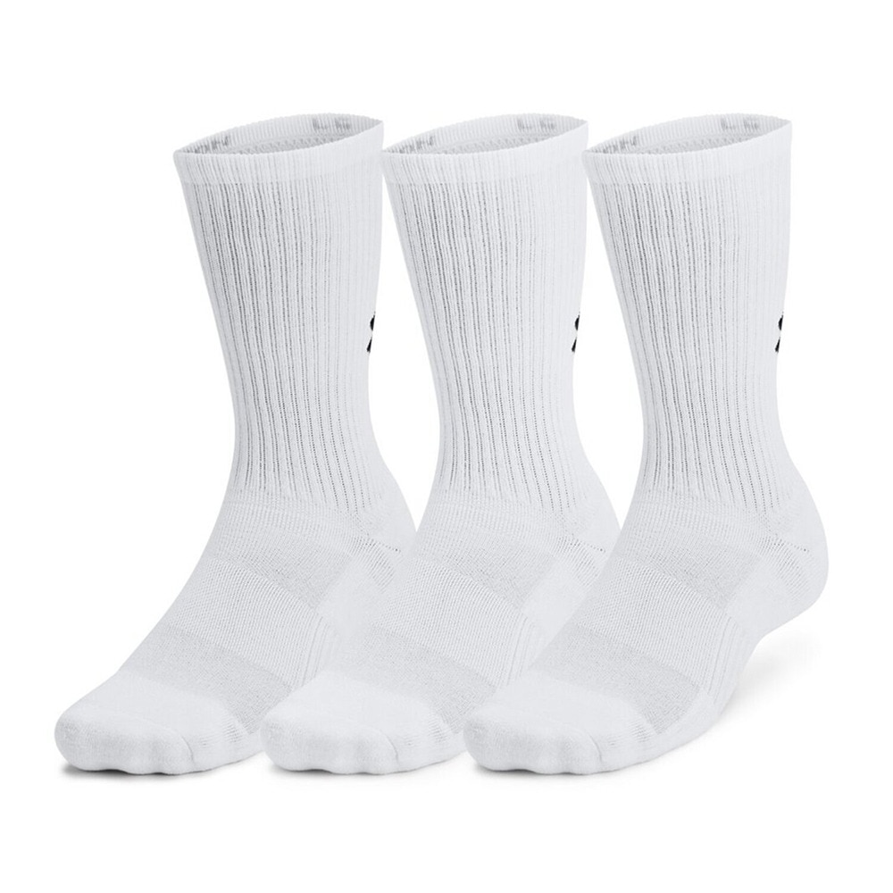 アンダーアーマー（UNDER ARMOUR）（メンズ、レディース）トレーニング コットン クルー ソックス 3足組 1386311 100 白