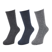 (メンズ)HEAT-X 3足組 クルー丈 ソックス CGYNVYBLK 894Q4GSA0068 CGRY 25-28cm 抗菌防臭