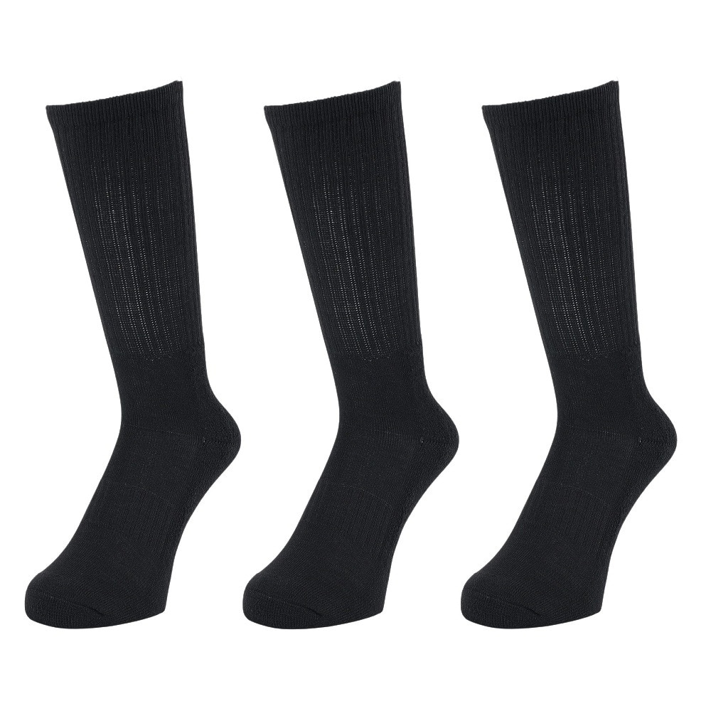 クー（Coo.）（メンズ）HEAT-X 3足組 クルー丈 ソックス BLK 894Q4GSA0072 BLK 黒 25-28cm 抗菌防臭