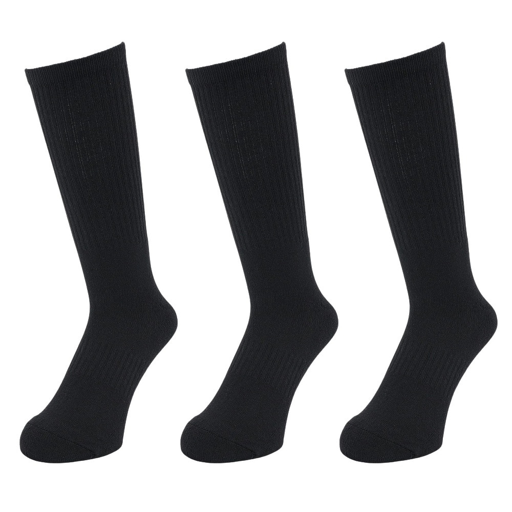 クー（Coo.）（メンズ）HEAT-X 3足組 クルー丈 ソックス 894Q4GSA0074 BLK 黒 25-28cm 抗菌防臭