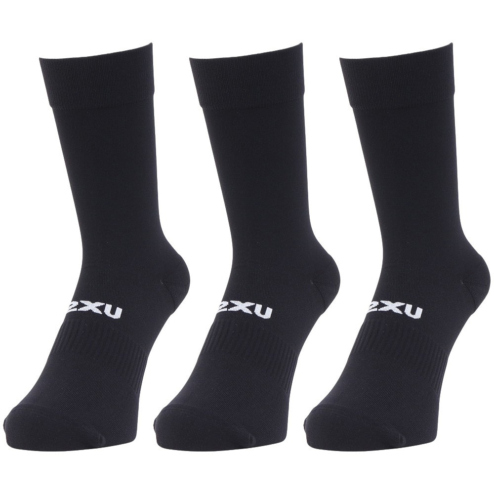 ツー・タイムズ・ユー（2XU）（メンズ、レディース）クルー丈 ソックス 3足組 UQ7238E-BLK/WHT ブラック