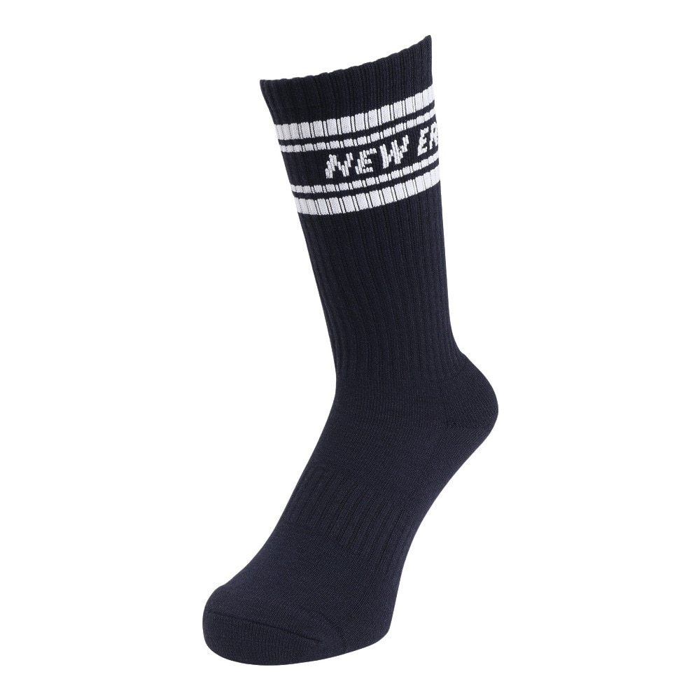 ニューエラ（NEW ERA）（メンズ、レディース）ソックス クルー丈 3足組 ライン ネイビー 14518180