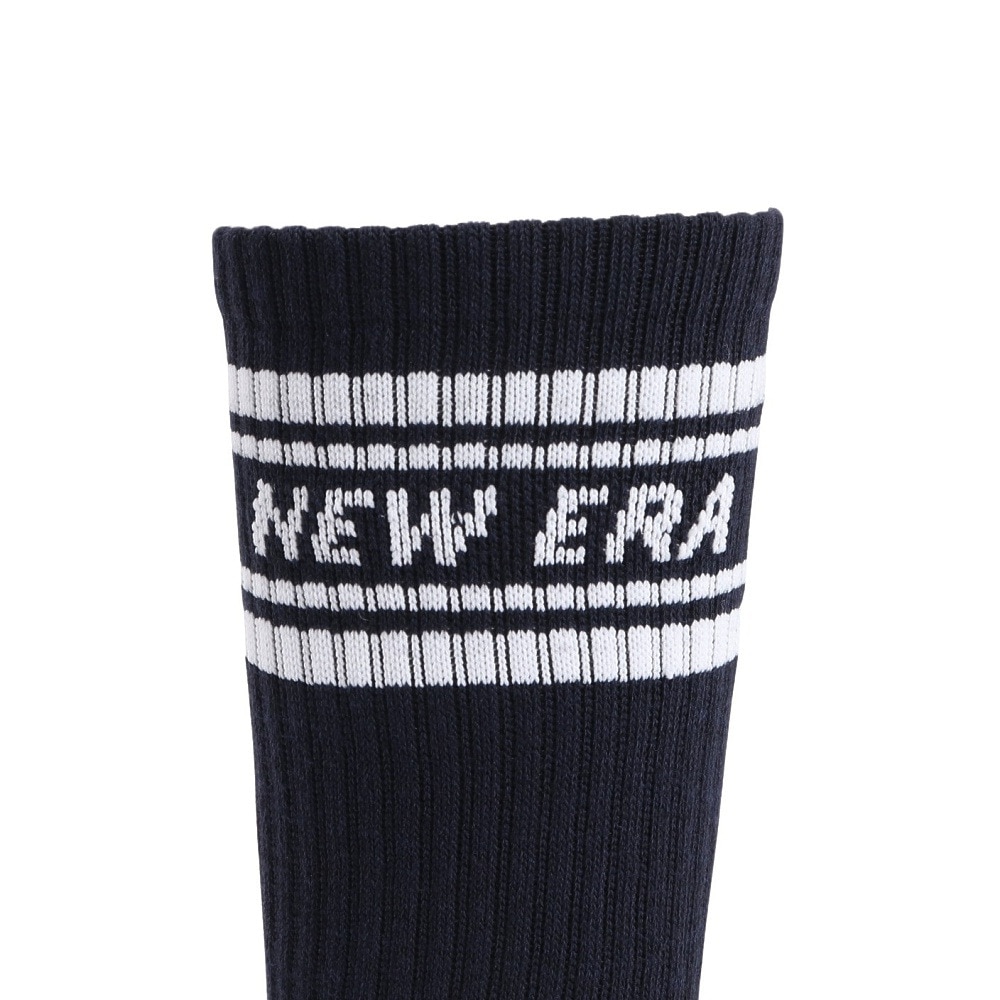 ニューエラ（NEW ERA）（メンズ、レディース）ソックス クルー丈 3足組 ライン ブラック ホワイト ネイビー 14518181