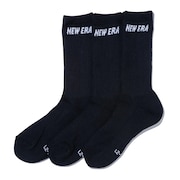 (メンズ、レディース)ソックス クルー丈 3足組 ブラック 14518183