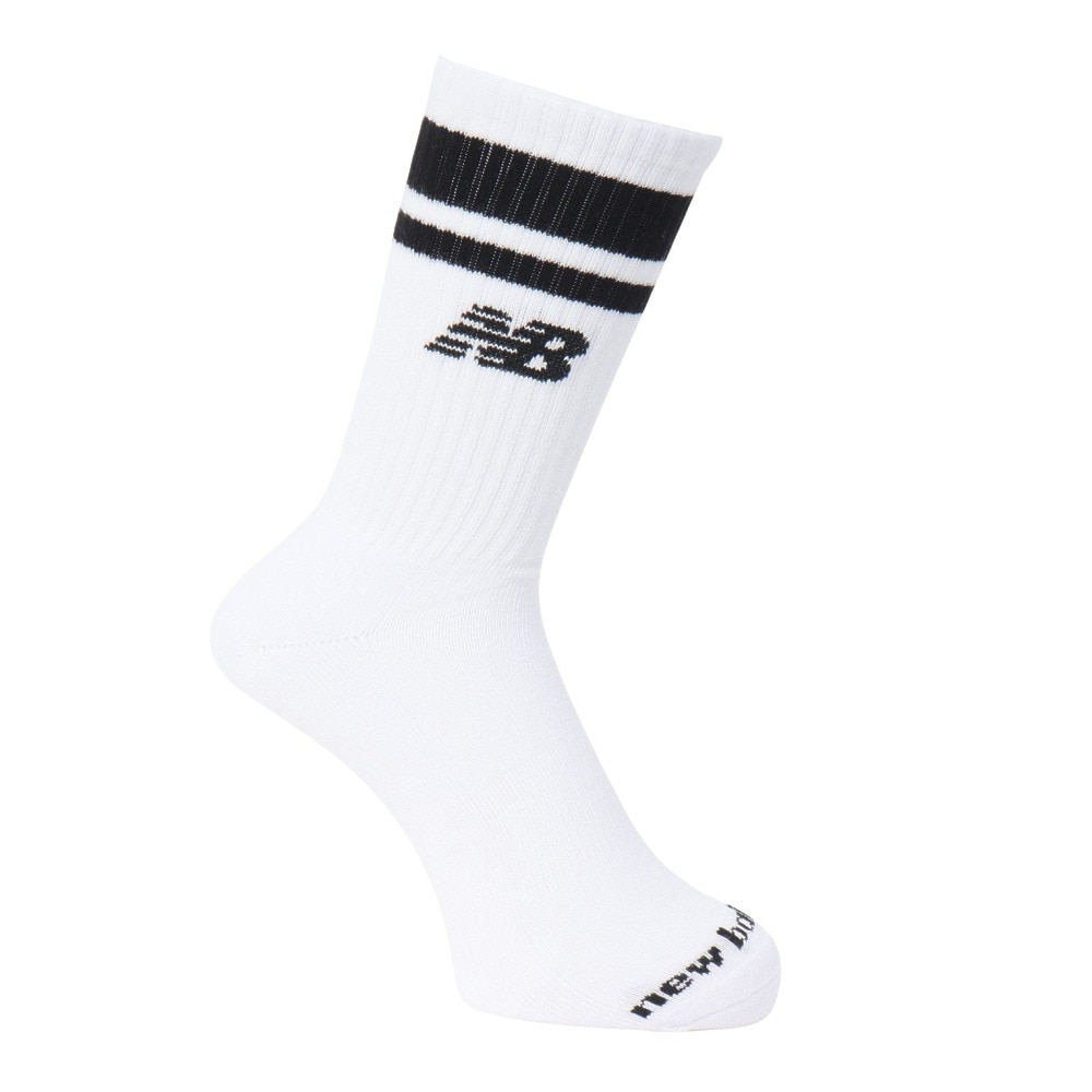 ニューバランス（new balance）（メンズ）靴下 ストライプ ミッドカーフソックス 3足組 白 M-LLサイズ LAS51243WK スト系 私服 新調 衣替え 運動