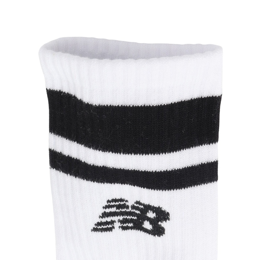 ニューバランス（new balance）（メンズ）靴下 ストライプ ミッドカーフソックス 3足組 白 M-LLサイズ LAS51243WK スト系 私服 新調 衣替え 運動