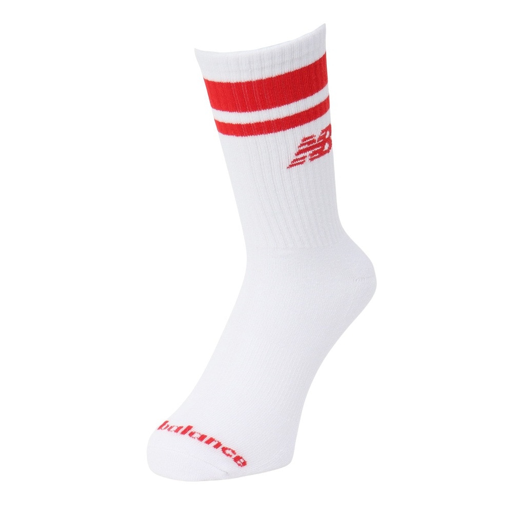 ニューバランス（new balance）（メンズ、レディース）靴下 ストライプ ミッドカーフソックス 3足組 白  M-LLサイズ LAS51243WT スト系 私服 新調 衣替え 運動