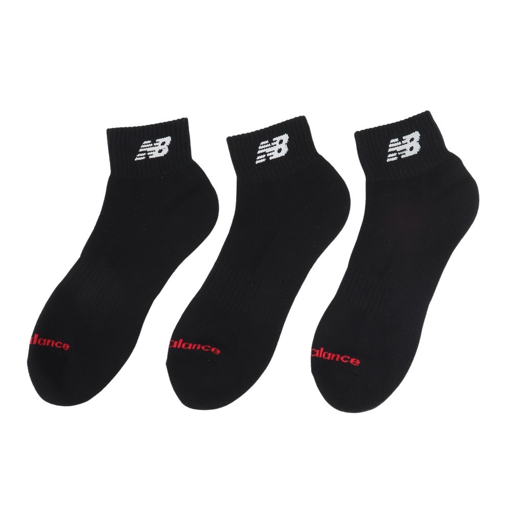 ニューバランス（new balance）（メンズ）靴下 ミッドレングス 3足組 ソックス 黒 LLサイズ LAS55637BK 3足セット 