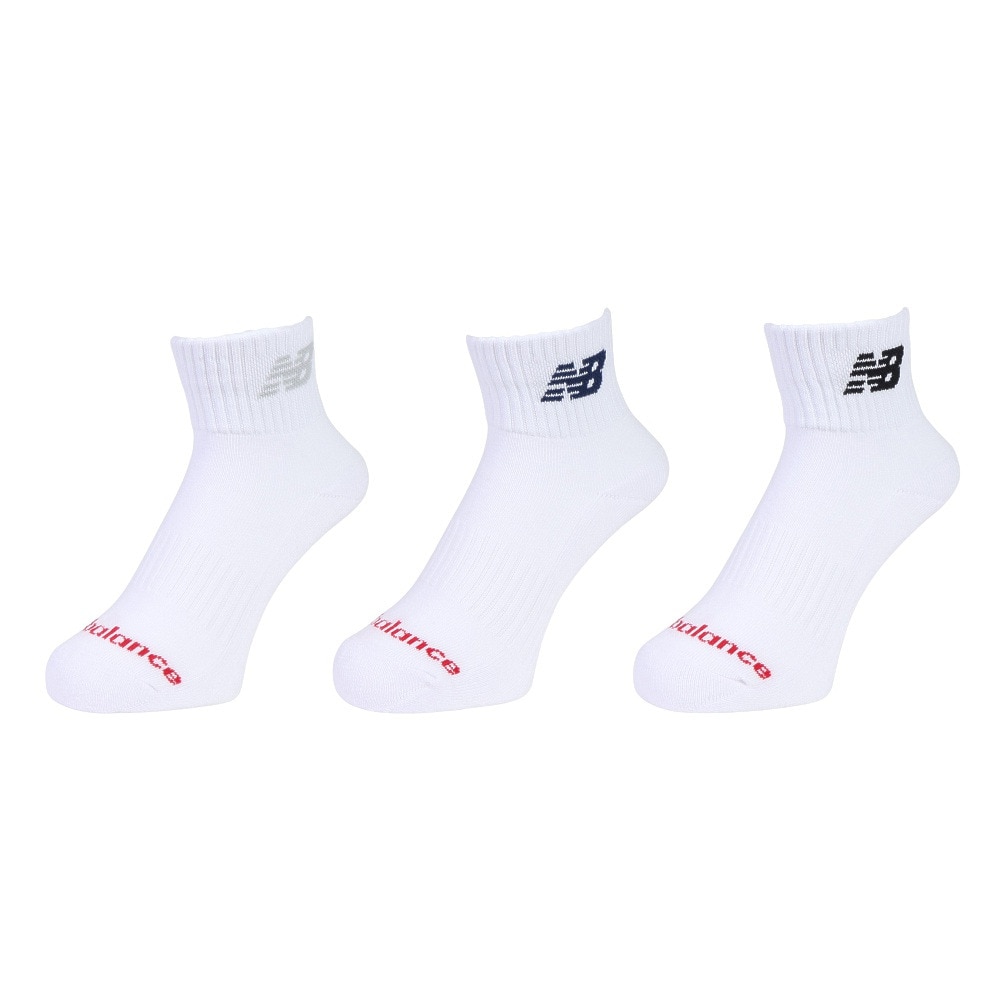 ニューバランス（new balance）（メンズ）ソックス ミッドレングス 3足組 白 LAS55637WT 新年度 新学期 新調 部活 学生 衣替え