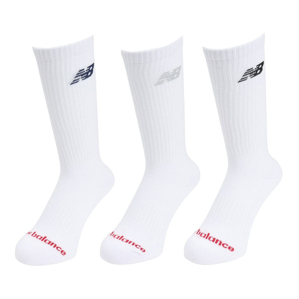 ニューバランス（new balance）（メンズ）ソックス レギュラーレングス 白 M-LLサイズ 3足組LAS55638WT 新年度 新学期 新調 部活 学生 衣替え